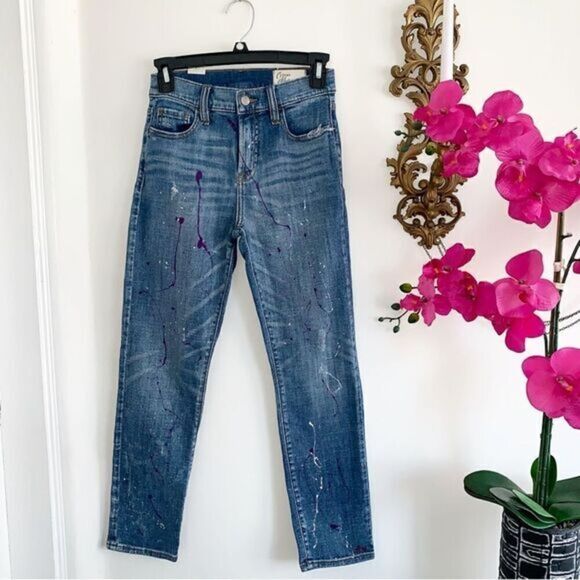 COSMIC BLUE LOVE High Rise Straight Leg Jeans 25 - Picture 1 of 11